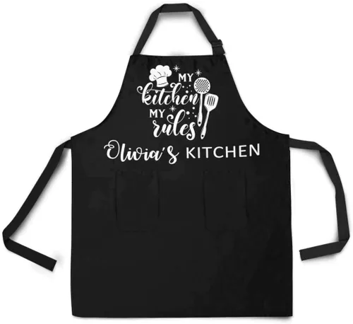 Miniatura 3 de Delantal de cocina con nombre personalizado para mujeres y hombres