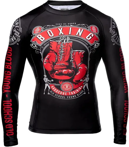 Hardcore Training Code of Honor Rash Guard - Camiseta de manga larga para hombre, compresión MMA No-Gi Tight BJJ, capa base para fitness