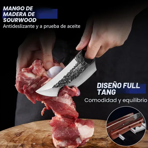Miniatura 4 de Topfeel Juego de cuchillos de carnicero de 3 piezas, cuchillos de chef serbios forjados a mano y cuchilla de carnicero y cuchillos vikingos, juego