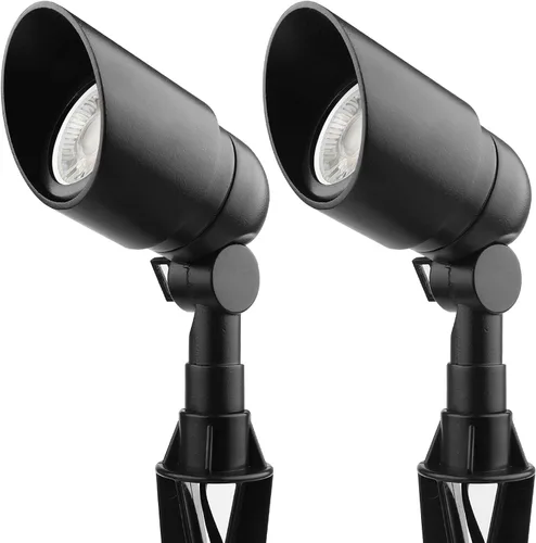 Iluminación de paisaje LED de 12 V 5 W, aluminio fundido, impermeable, bajo voltaje, 450 lúmenes, blanco cálido para jardín, césped, porche, patio y
