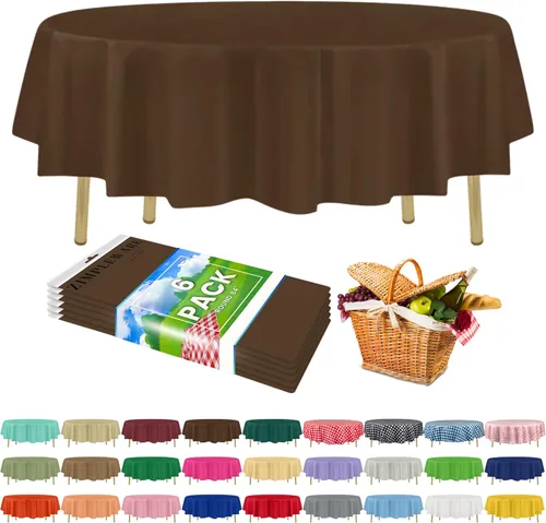 Miniatura 94 de Zimpleware - Mantel redondo de plástico para fiestas de 213 cm (84 pulgadas) de diámetro (paquete de 1, 6 y 12 unidades)