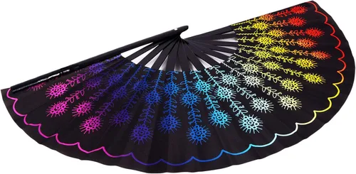 Miniatura 7 de Abanico grande plegable de mano para mujeres/hombres, ventiladores de mano chinease/japonés de bambú y tela de nailon, perfecto para refrescar