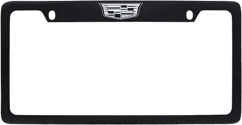 Miniatura 5 de Marco de placa de matrícula de metal Cadillac Crest - Negro recubierto en polvo con cromo expuesto Negro D