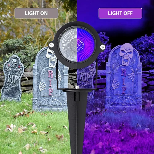 Miniatura 4 de Onforu Foco de luz negra de 18 W para exteriores, IP65 impermeable, longitud de onda de 385-400 nm, luces negras de Halloween enchufables