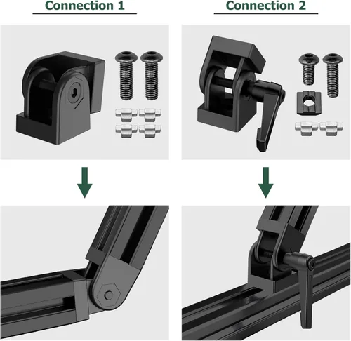Miniatura 4 de JiGiU Juego de conectores de perfil de aluminio 3030 de 4 piezas – Conector de tuerca de 8 ángulos con abrazadera de palanca – Junta de marco