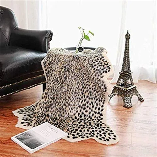 Miniatura 2 de Alfombra con estampado de leopardo, piel de vaca sintética, alfombra artificial, piel de vaca de imitación, leopardo, tigre, cebra, tapete de piel