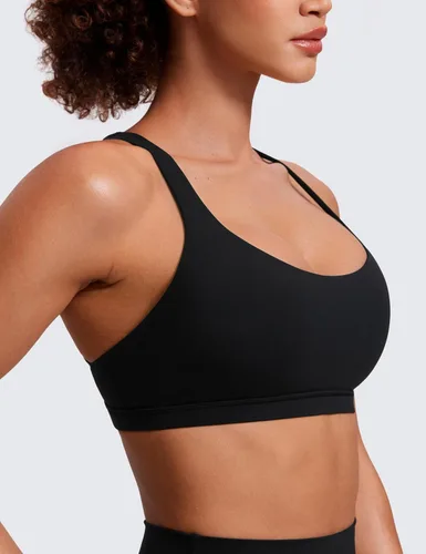 Miniatura 4 de CRZ YOGA - Sujetadores deportivos con tirantes delgados para mujer, brasier de yoga con relleno, sin varillas, espalda cruzada sexy, lindo