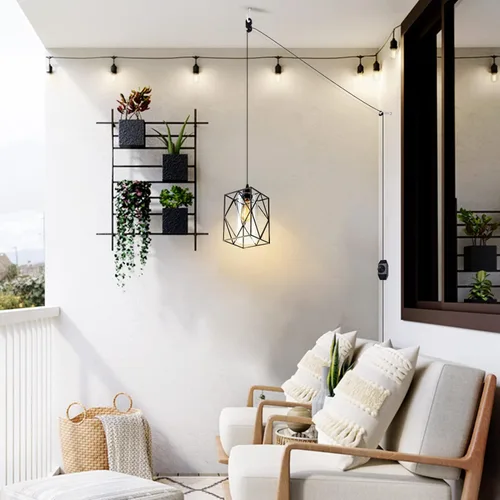Miniatura 5 de HMVPL Lámpara Colgante Enchufable con Interruptor Regulador, Luminarias Colgantes Estilo Granja para Exteriores para Cenador y Porche, Lámpara