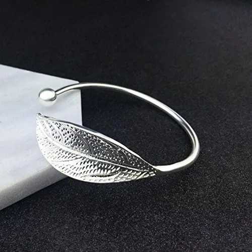 Miniatura 7 de YBpineer - Brazalete para mujer con diseño de hojas abiertas