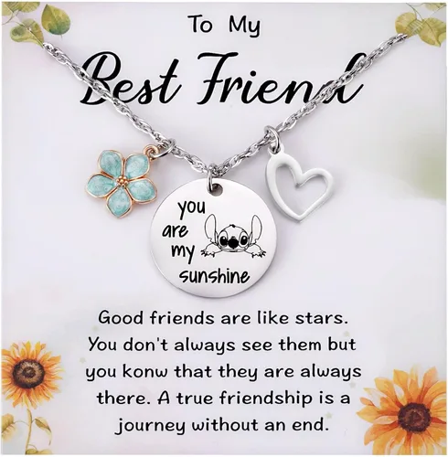 MIXJOY Stitch Gifts You are My Sunshine Collar y tarjeta de mensaje para esposa, mamá, hermana, novia, mejor amiga, cumpleaños