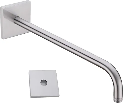 Miniatura 26 de Brazo de ducha de 16 pulgadas con brida, acero inoxidable negro mate de 90 grados, brazo de extensión de cabezal de ducha montado en la pared