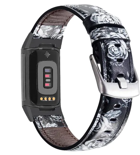 Miniatura 7 de Leather Bands Compatible with Fitbit Charge 5,Replacement Genuine Leather Straps for Women Men,Soft Leather Adjustable Watch Band Replacement