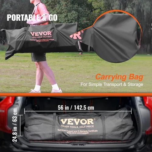 Miniatura 7 de VEVOR Portable Soccer Goal, 12 x 6 ft Large Practice Soccer Net, Steel Fiberglass Structure Training Goal Set with Carry Bag, All-Weather Outdoor