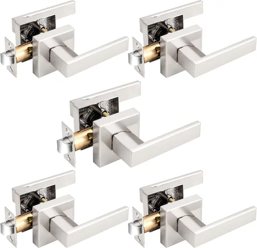 Miniatura 152 de Probrico Paquete de 4 manijas de puerta simuladas en negro mate, manijas interiores que no giran, manijas reversibles resistentes para interiores