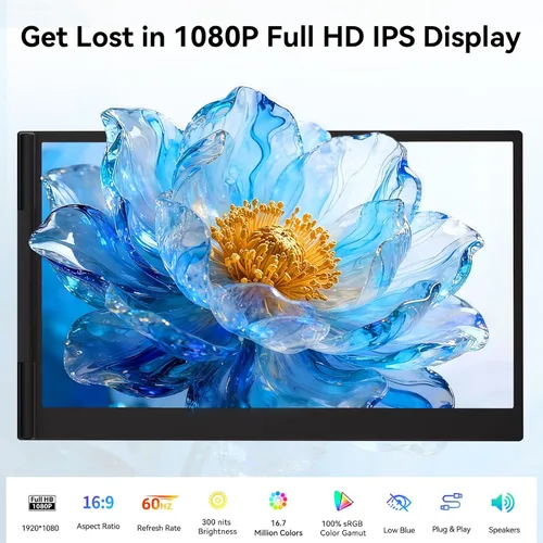 Miniatura 3 de Extensor de pantalla para portátil de 14 pulgadas, monitor portátil ultrafino y ligero FHD 1080P IPS, pantalla de viaje para portátiles de 13-17.3