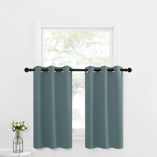 Miniatura 53 de NICETOWN Cortinas opacas de cocina para ventana sobre el fregadero, aislamiento térmico, decoración del hogar, pequeños niveles opacos con ojales