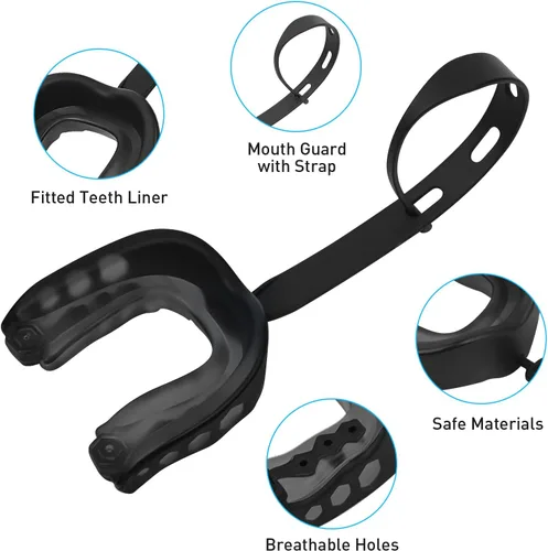Miniatura 3 de Paquete de 2 protectores bucales de fútbol, suave para jóvenes, protector bucal deportivo profesional para boxeo, baloncesto, artes marciales