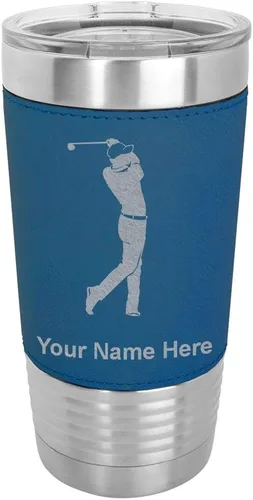Miniatura 15 de LaserGram Vaso aislado al vacío de 20 onzas, golfista golfista, grabado personalizado incluido (piel sintética, estilo béisbol)