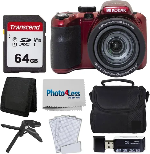 Miniatura 8 de Kodak PIXPRO AZ425 - Paquete de cámara digital con tarjeta de memoria de 64 GB + funda para cámara (negro) + lector de tarjetas USB + trípode