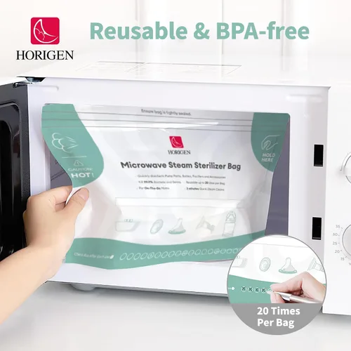 Paquete de 16 bolsas esterilizadoras de microondas más grandes, bolsas esterilizadoras reutilizables para biberones (20 usos por bolsa), bolsas