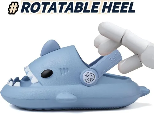 Miniatura 3 de Pantuflas de tiburón para niños y niñas pequeñas con diseño de dibujos animados de verano con nube, antideslizantes, para playa, piscina, ducha
