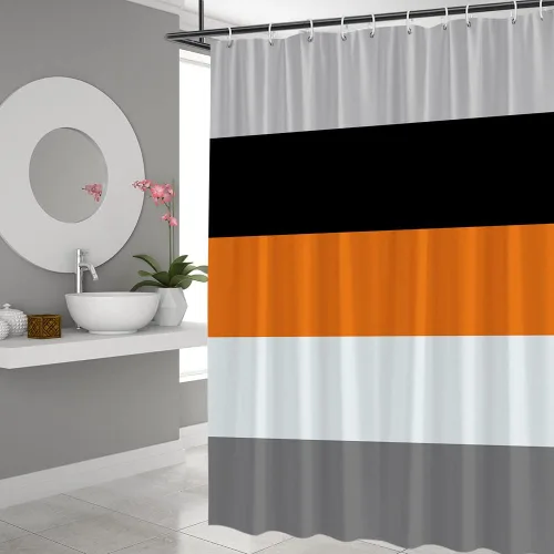 Miniatura 2 de Juego de cortinas de ducha con diseño abstracto geométrico, moderno, contemporáneo, simple, bohemio, de mediados de siglo, decoración de baño, tela