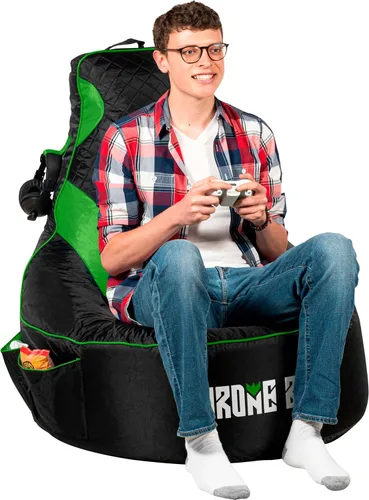 Throne Boss Funda para Silla Tipo Puf de Videojuegos para Adultos con Respaldo Alto, Color Verde – Funda Grande para Silla de Juegos de Suelo, Tela