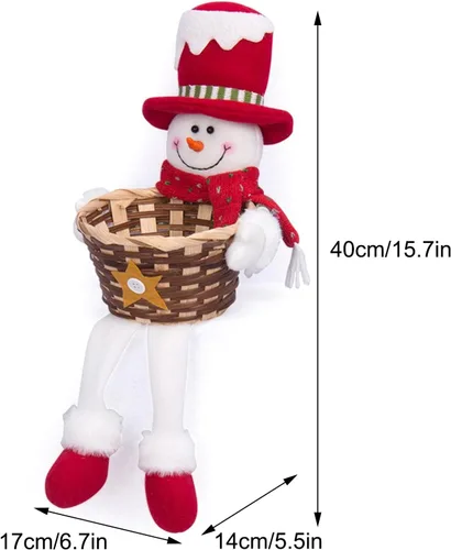 Miniatura 7 de Cesta de almacenamiento de dulces de Navidad, Papá Noel, muñeco de nieve, cesta tejida para dulces de Navidad, plato de dulces para decoración