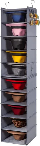 Miniatura 8 de LADYBRO Oxford Cloth Hat Rack for Closet, 10-Shelf Organizer for Fedora, Sunhat, Cowboy, Baseball Cap, 2 Separate 5-Shelf, Hanging for Storage or