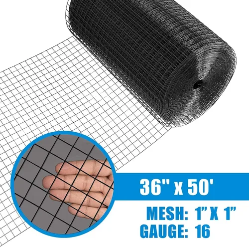 Miniatura 2 de Fencer Wire Malla de alambre soldada con revestimiento de vinilo negro calibre 16, tamaño de 1 pulgada por 1 pulgada para valla del hogar y jardín