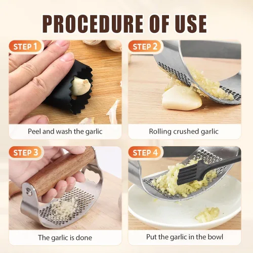 Miniatura 6 de Prensador de Ajo de Acero Inoxidable, Prensa de Ajo Profesional Rocker Mejorada 2025, Triturador de Ajo Ergonómico para Uso en Cocina Doméstica