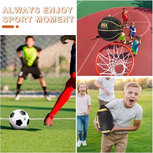 Miniatura 4 de Lenwen Juego de 6 pelotas deportivas para niños y adolescentes, incluye balón de fútbol de baloncesto de tamaño oficial con bolsas