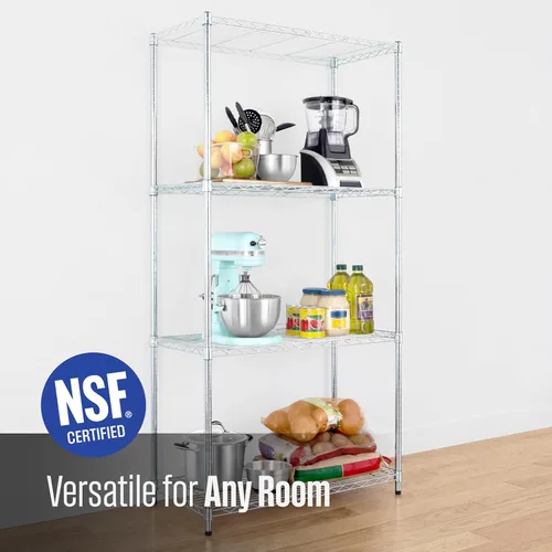Miniatura 5 de SafeRacks - Estantes de almacenamiento certificados NSF, zinc, unidad de alambre de acero resistente con pies ajustables, estante para garaje