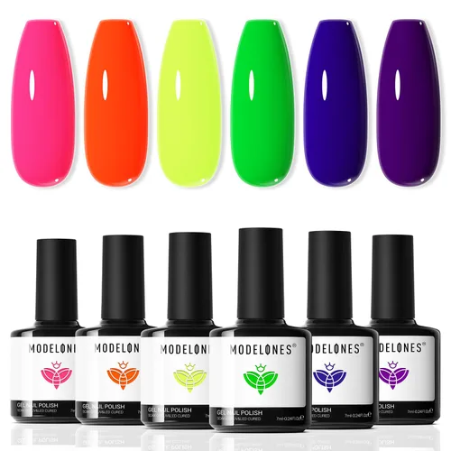 Miniatura 36 de modelones Juego de esmalte de uñas de gel, 0.5 onzas líquidas, base sedosa mejorada y capa superior extra brillante, transparente, no se limpia