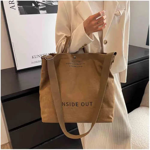 Miniatura 3 de Bolso de mano de lona grande para mujer, bolso de trabajo para hombro, bolso cruzado con asa superior, estilo vintage, estilo grunge, hobo