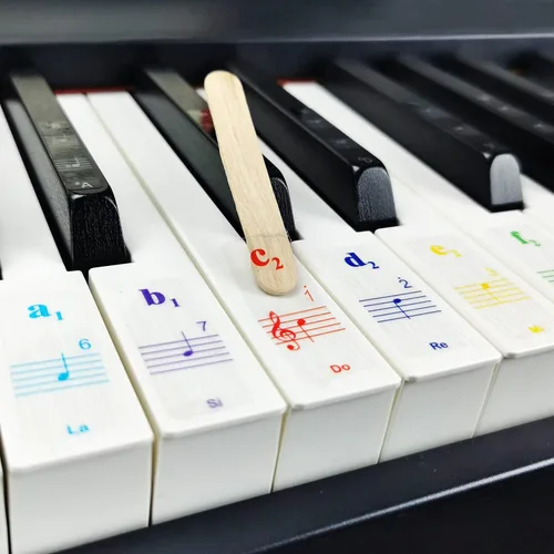 Calcomanías para teclado de piano para teclas de 88/61/54/49/37. Coloridas, pentagramas, notación musical numerada; juego completo de calcomanías de