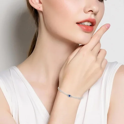 Miniatura 6 de Pulseras de plata de ley 925 con infinito de mal de ojo, ajustable, para mujer, madre, esposa, novia, regalo de joyería