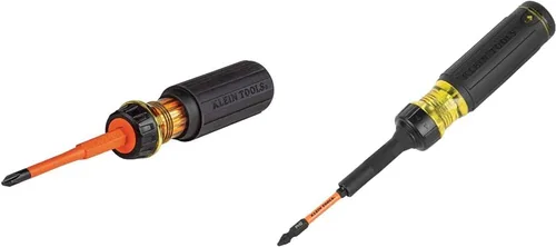 Klein Tools Destornillador aislado y juego de destornilladores de trinquete 13 en 1, 2 herramientas con hoja abatible y puntas intercambiables