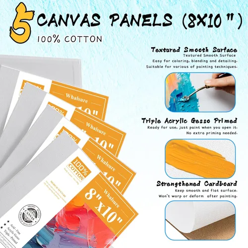Miniatura 6 de Juego de Pintura Whalsure, Juego de Pintura Acrílica para Niños y Adultos - Suministros de Pintura con 18 Pinturas Acrílicas, 8 Pinceles de Pintura