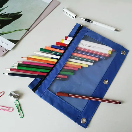 Miniatura 3 de YoeeJob Estuche para lápices para carpeta de 3 anillas, estuches con cremallera para lápices a granel, estuche para lápices con ventana transparente