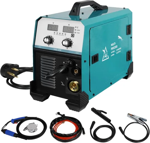 Soldador MIG de 270 amperios, núcleo de flujo de 220 V, inversor de gas, IGBT, antorcha y cable de soldadura sólido de 2 libras, soldador digital