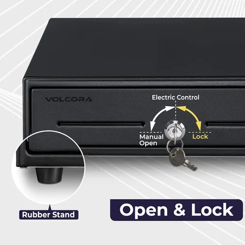 Miniatura 5 de Volcora Cajón electrónico de caja registradora de 13 pulgadas para sistema de punto de venta (POS) con bandeja de efectivo de 4 billetes y 5 Negro