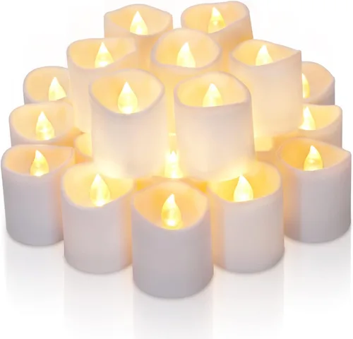 Miniatura 9 de Homemory Paquete de 12 velas votivas LED sin llama, temporizador de larga duración, funciona con pilas, con temporizadores, 6 horas de encendido