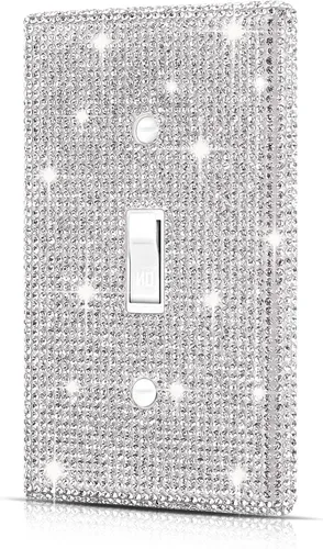 Cubierta de placa de pared para interruptor de luz, tamaño estándar 11.43 cm x 7.01 cm, Dengduoduo Cubierta decorativa de placa de pared plateada