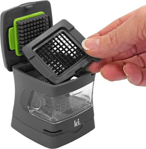 Miniatura 5 de Prensa de ajo Garlic-A-Peel, trituradora, cortadora, picadora y contenedor de almacenamiento - Incluye pelador de ajo de silicona - Fácil de limpiar