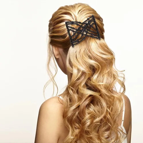 Miniatura 6 de NICENEEDED 4 peines mágicos para el cabello, pinzas elásticas con cuentas dobles para cabello rizado, grueso y fino, perlas, horquillas