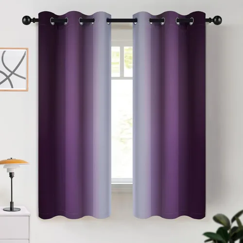 Miniatura 159 de COSVIYA Cortinas 100% Opacas Azul Degradado con Lazos Ajustables para Cocina Aislamiento Térmico Oscurecimiento de Habitación Cenefa con Bolsillo