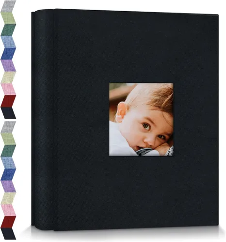 Miniatura 43 de Álbum de fotos popotop 4x6 - 100 fotos, libros de fotos con 100 bolsillos verticales, álbumes con cubierta de lino para fotos familiares, de boda
