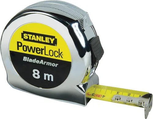 Miniatura 11 de Stanley 33425 Powerlock II Cinta Métrica de Retorno Automático, 1 pulgada x 25 pies, Cromo/Amarillo