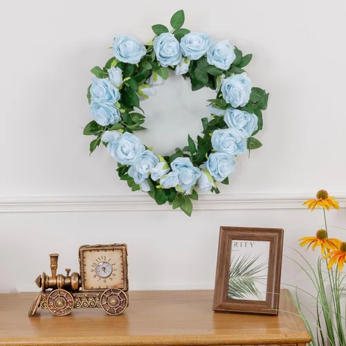Miniatura 6 de U'Artlines Paquete de 3 guirnaldas de flores artificiales de seda de vid azul de 19.5 pies en total para interiores y exteriores, hogar, boda, arco